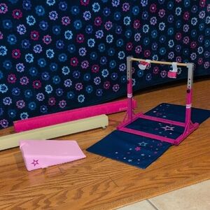 American Girl Gymnastics Set - Bar, Mat, 2 Balance Beams, Triangle Mat.